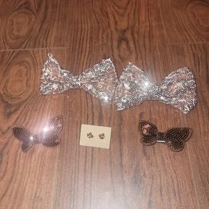 Hair bows, mini hair bows, and earrings bundle